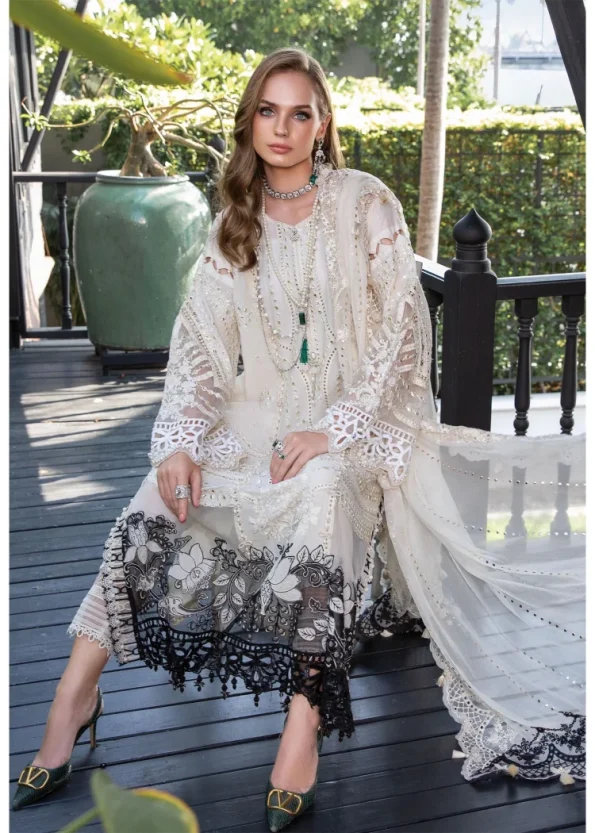 Maria B – Off White – EL-23-02 -Luxury Summer Lawn- What U Wear