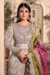 Maria B. Unstitched MBROIDERED – Silver BD-2601- What U Wear