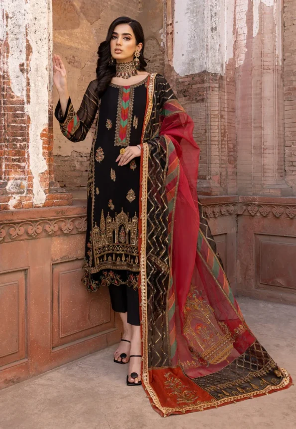 Charizma Unstitched Embroidered Chiffon-3-Pc DJW-04- What U Wear