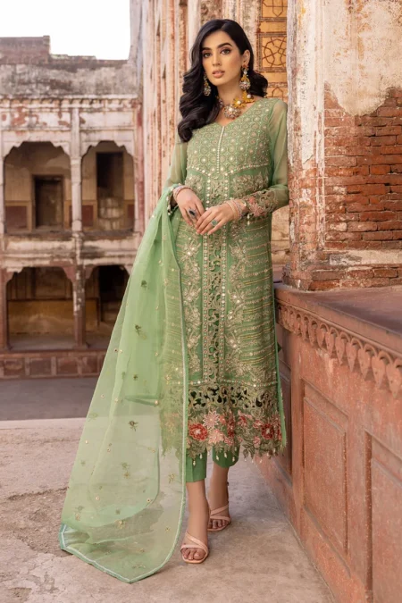 Charizma Unstitched Embroidered Chiffon-3-Pc DJW-07- What U Wear