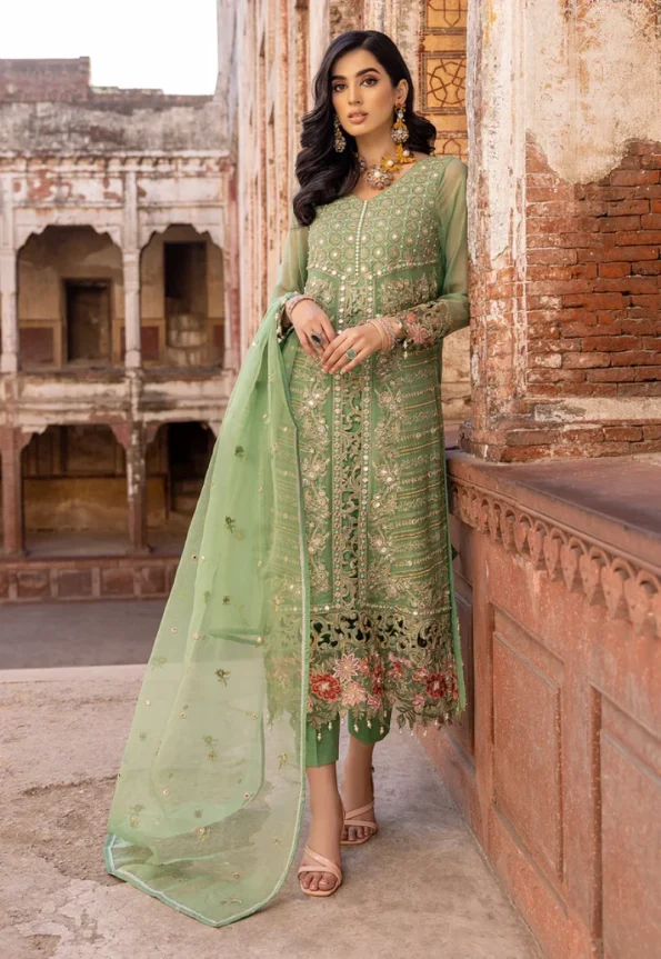 Charizma Unstitched Embroidered Chiffon-3-Pc DJW-07- What U Wear
