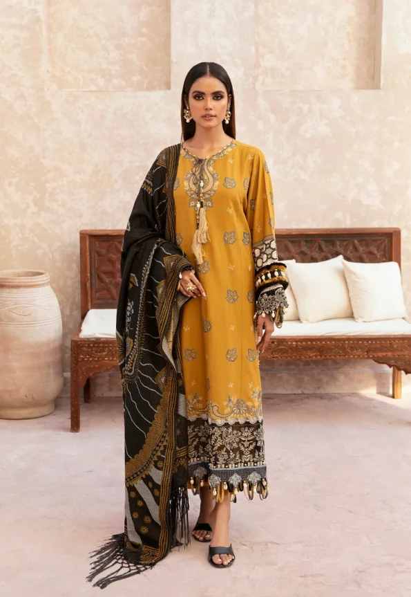 Ethnic Rozana Winter Embroidered Unstitched Suit-01- What U Wear.