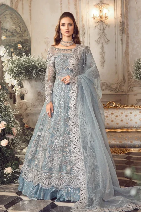 Maria.B Unstitched MBROIDERED | Ice Blue BD-2702