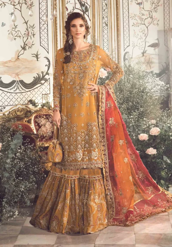 Maria.B Unstitched MBROIDERED | Mustard BD-2707