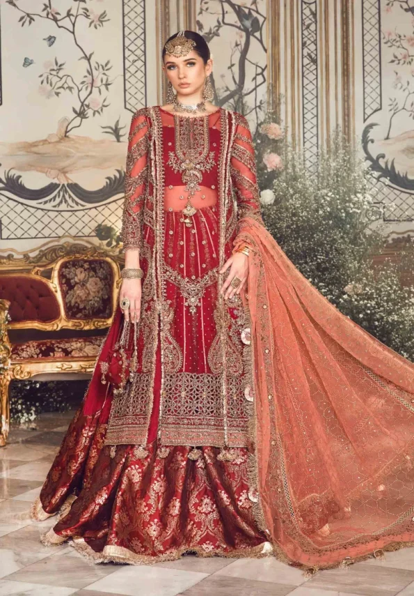 Maria.B Unstitched MBROIDERED | Maroon BD-2708