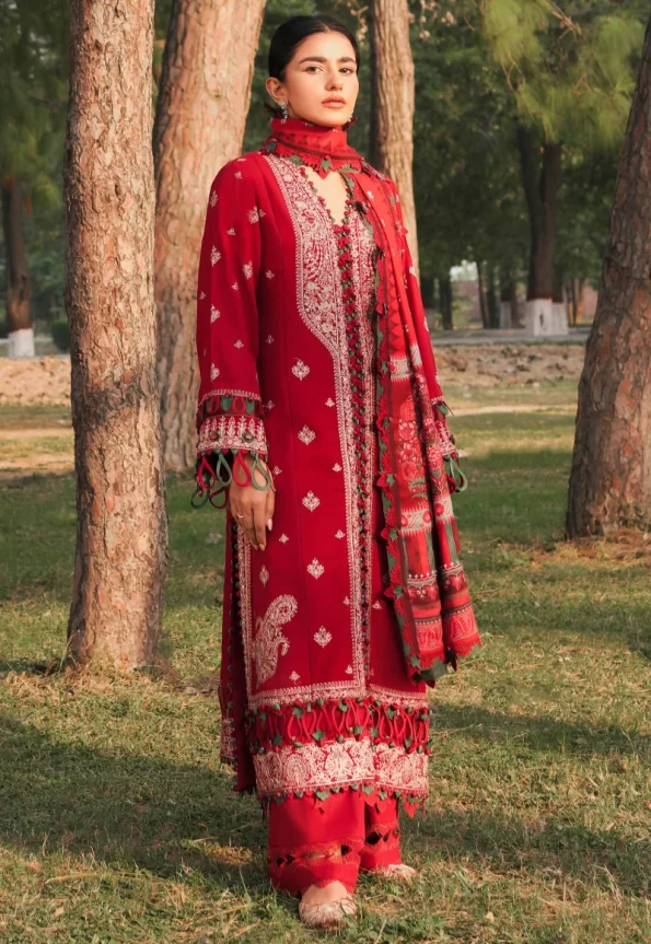 Zaha LINA Luxury Embroidered Slub Khaddar 3pc-07