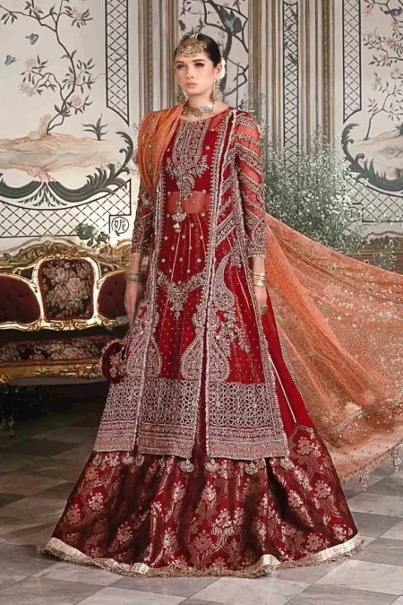 Maria.B Unstitched MBROIDERED | Maroon BD-2708