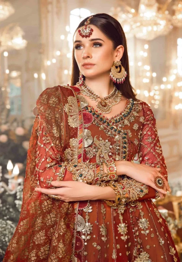 Maria.B Unstitched MBROIDERED | Maroon BD-2705