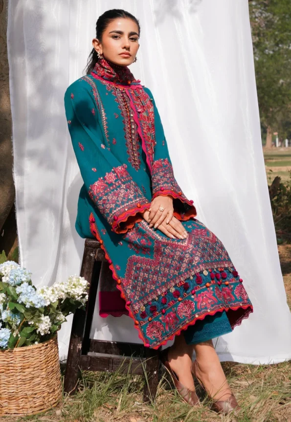 Zaha JEHAN Luxury Embroidered Slub Khaddar 3pc-06