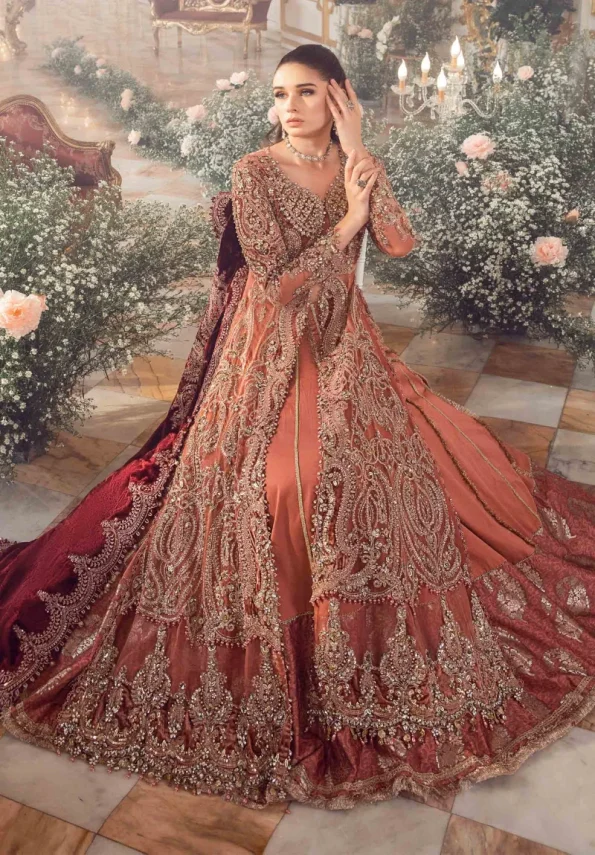 Maria.B Unstitched MBROIDERED | Salmon Pink BD-2701