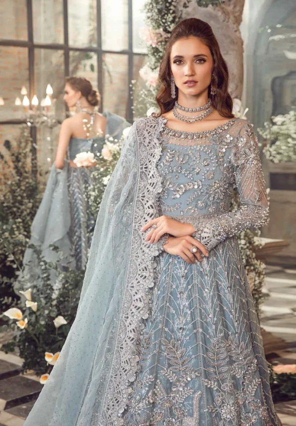 Maria.B Unstitched MBROIDERED | Ice Blue BD-2702