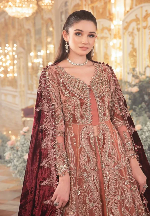 Maria.B Unstitched MBROIDERED | Salmon Pink BD-2701