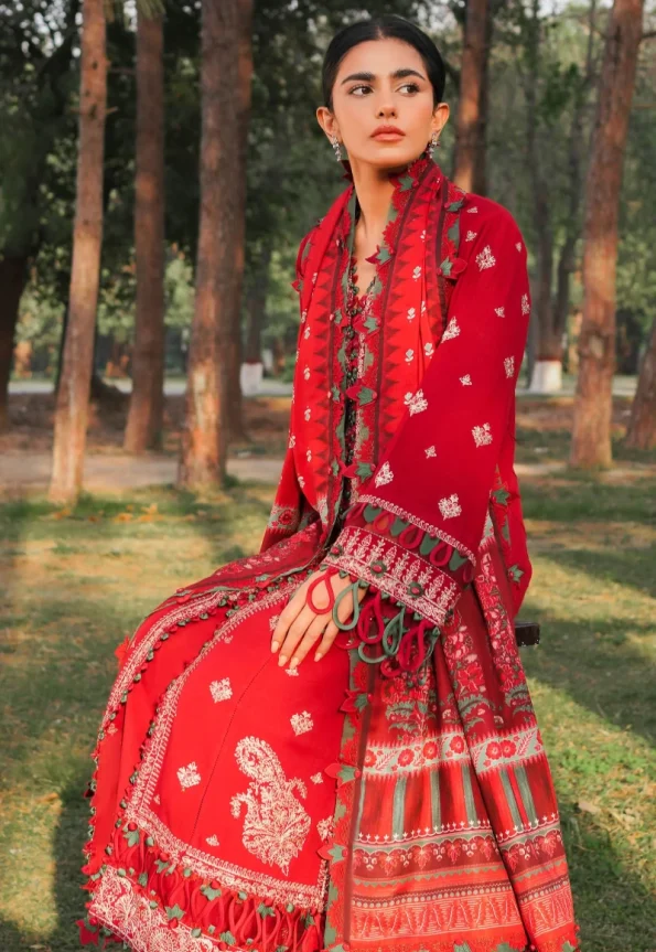 Zaha LINA Luxury Embroidered Slub Khaddar 3pc-07