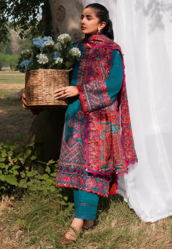 Zaha JEHAN Luxury Embroidered Slub Khaddar 3pc-06