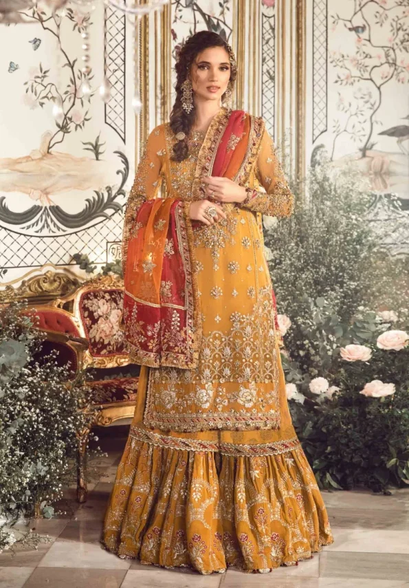 Maria.B Unstitched MBROIDERED | Mustard BD-2707