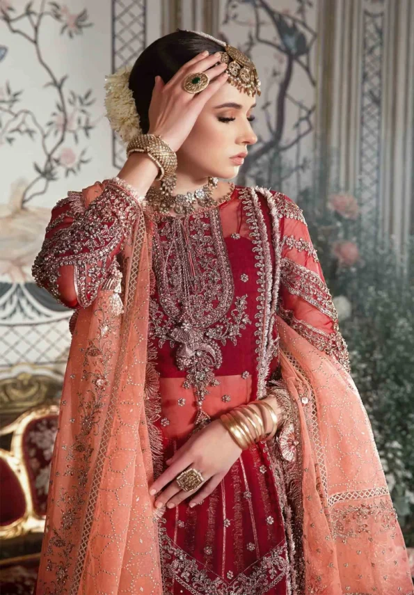 Maria.B Unstitched MBROIDERED | Maroon BD-2708