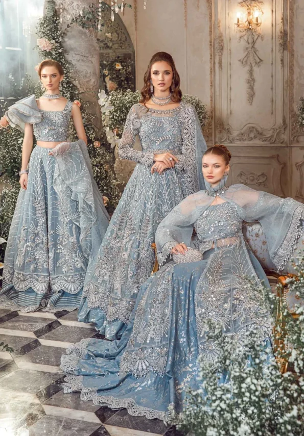 Maria.B Unstitched MBROIDERED | Ice Blue BD-2702