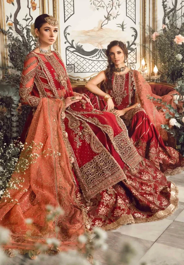Maria.B Unstitched MBROIDERED | Maroon BD-2708