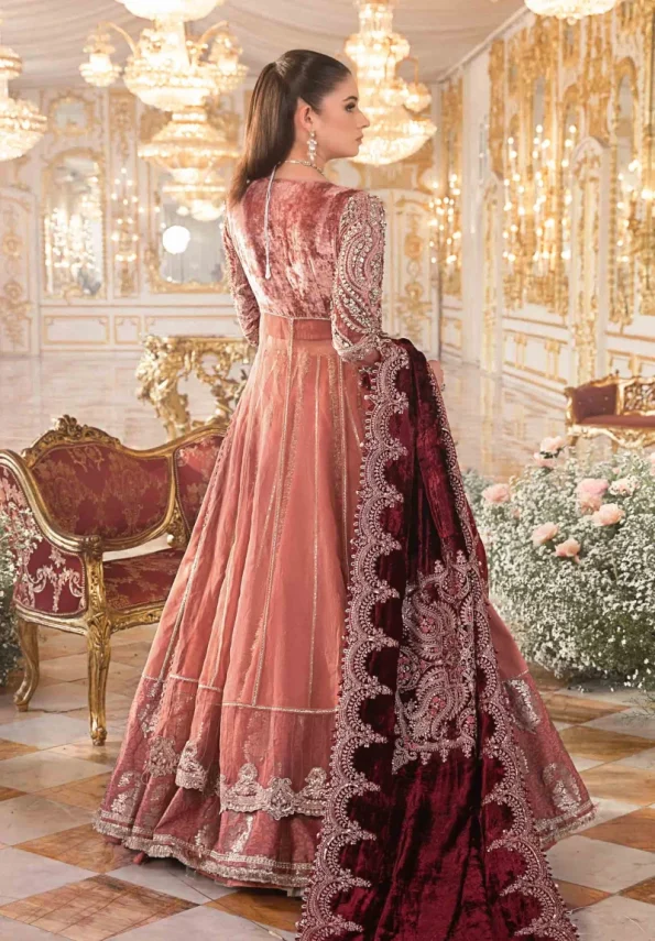 Maria.B Unstitched MBROIDERED | Salmon Pink BD-2701