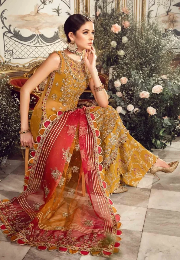 Maria.B Unstitched MBROIDERED | Mustard BD-2707