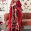 Meeral Luxury Embroidered 3pc- Qirmiz -Unstitched- What U Wear