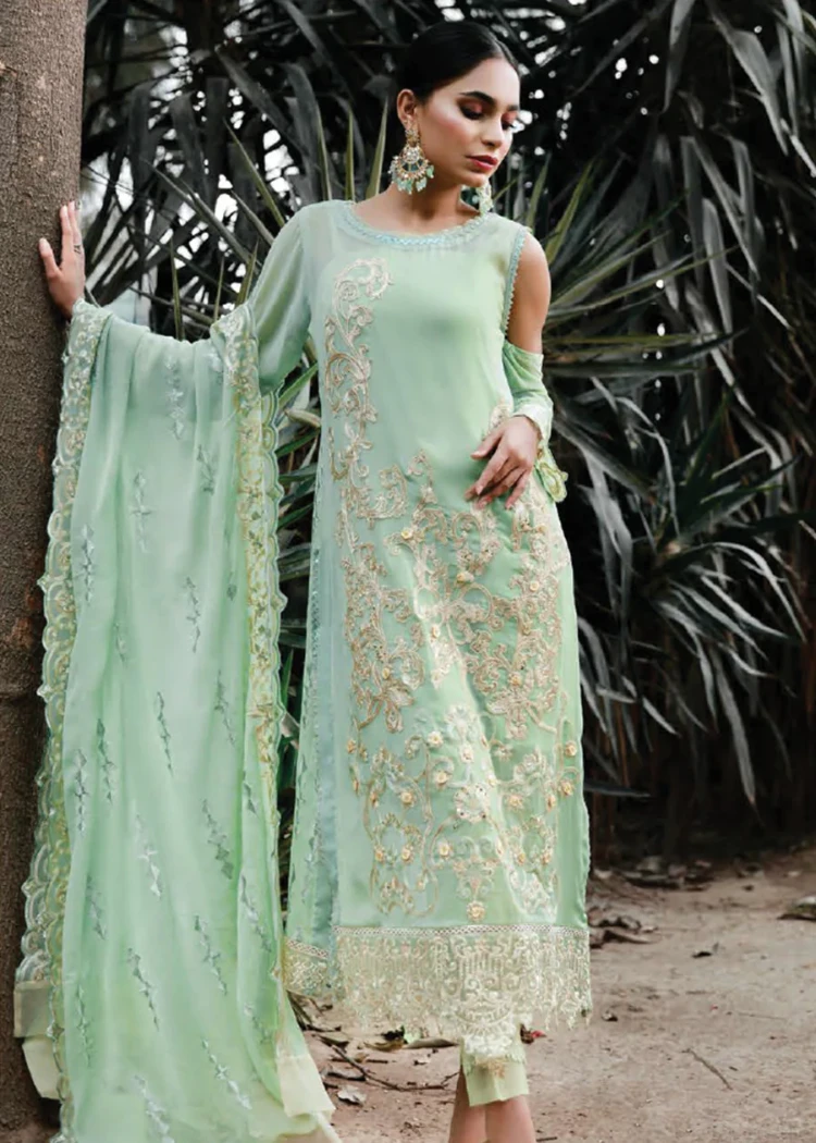 Husna Umar Embroidered Chiffon Unstitched 3pcs