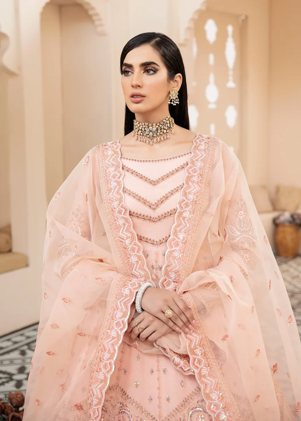 Akbar Aslam- Organza Suit-BLUSH-04