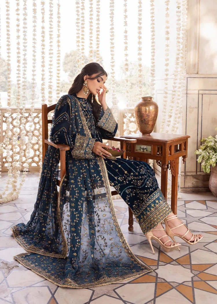 AIK- BAAGH-LOOK 01 Luxury Embroidered Velvet Suit- What U Wear