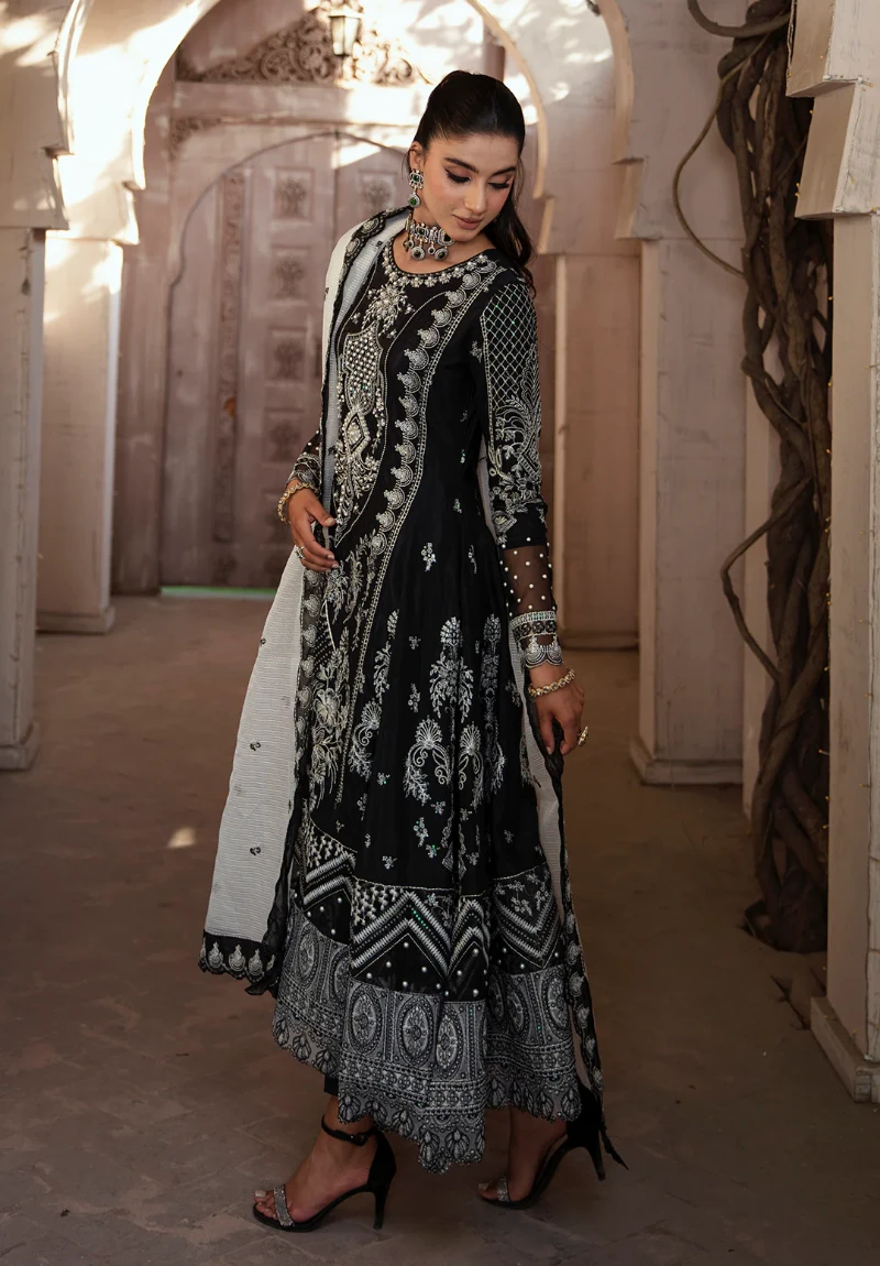 Maria Osama-Rang E Noor Eid Luxury 3pcs-Neel Kamal -Black