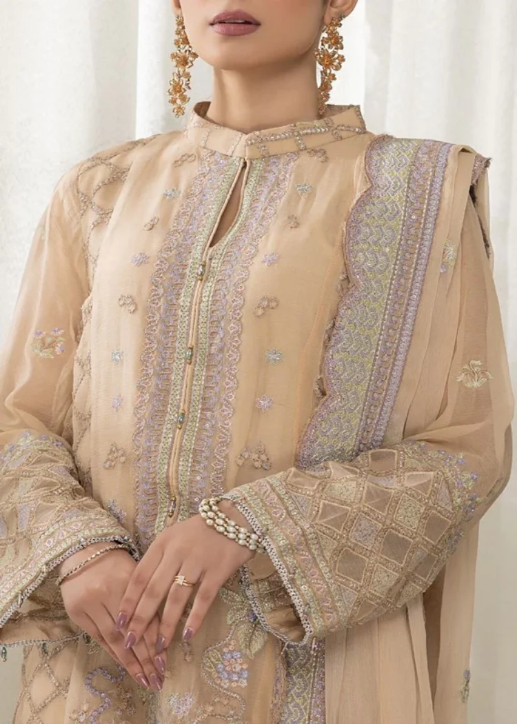 Mahiz Embroidered Semi Stitched Chiffon 3Pcs- What U Wear