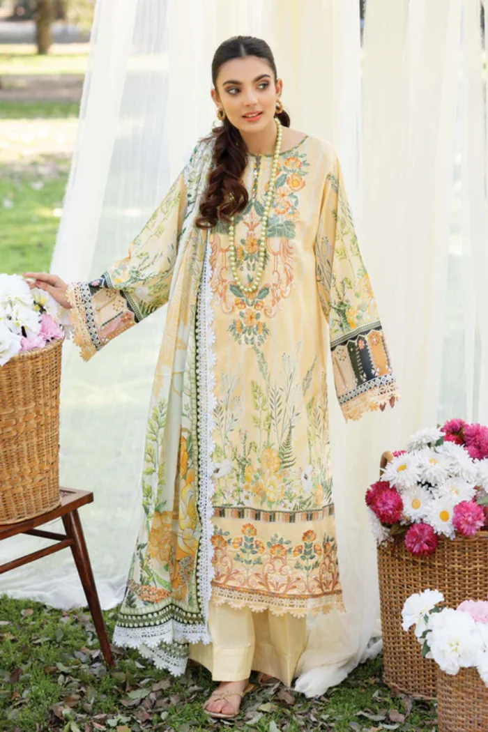 Adans Libas Summerkari 2 Embroidered Lawn Unstitched 3pcs- What U Wear