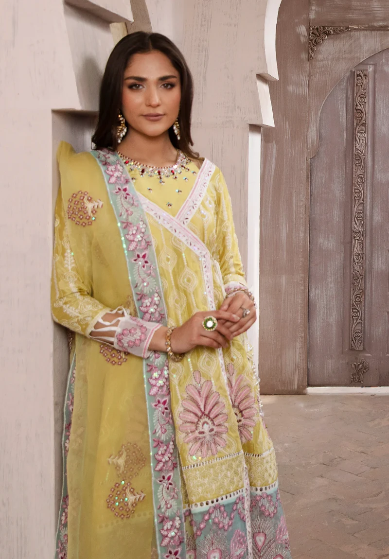 Maria Osama-Rang E Noor Eid Luxury 3pcs-Kanwal -Yellow