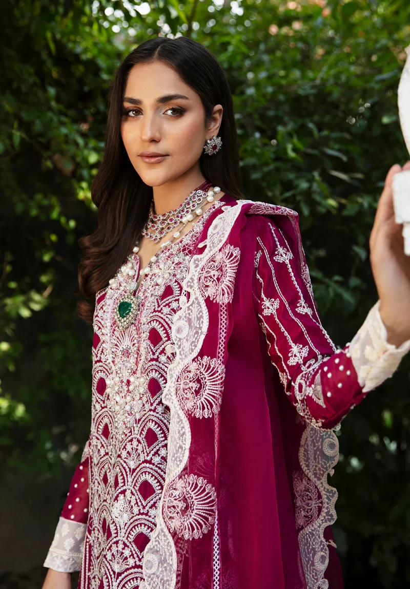 Maria Osama-Rang E Noor Eid Luxury 3pcs-Sumbul -Fuchsia