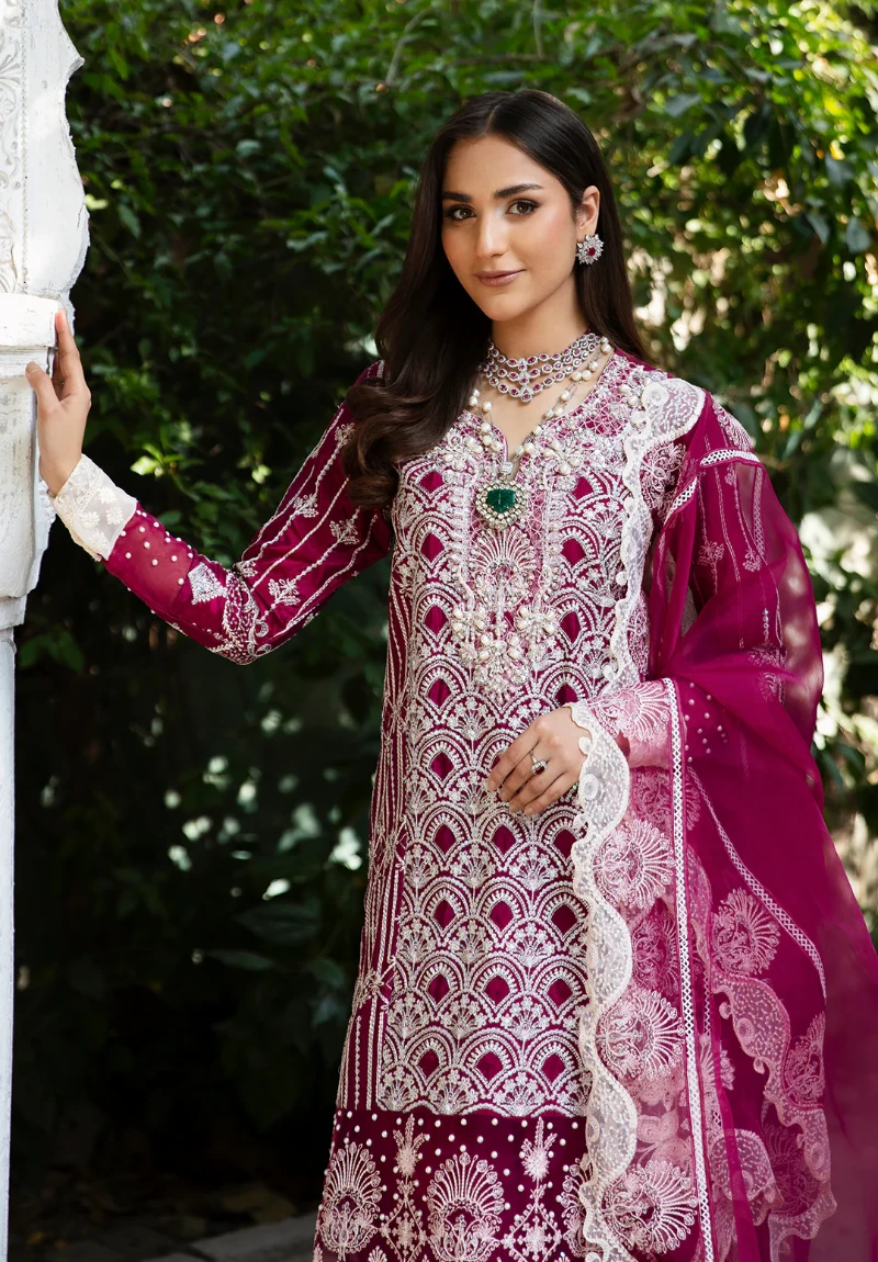 Maria Osama-Rang E Noor Eid Luxury 3pcs-Sumbul -Fuchsia