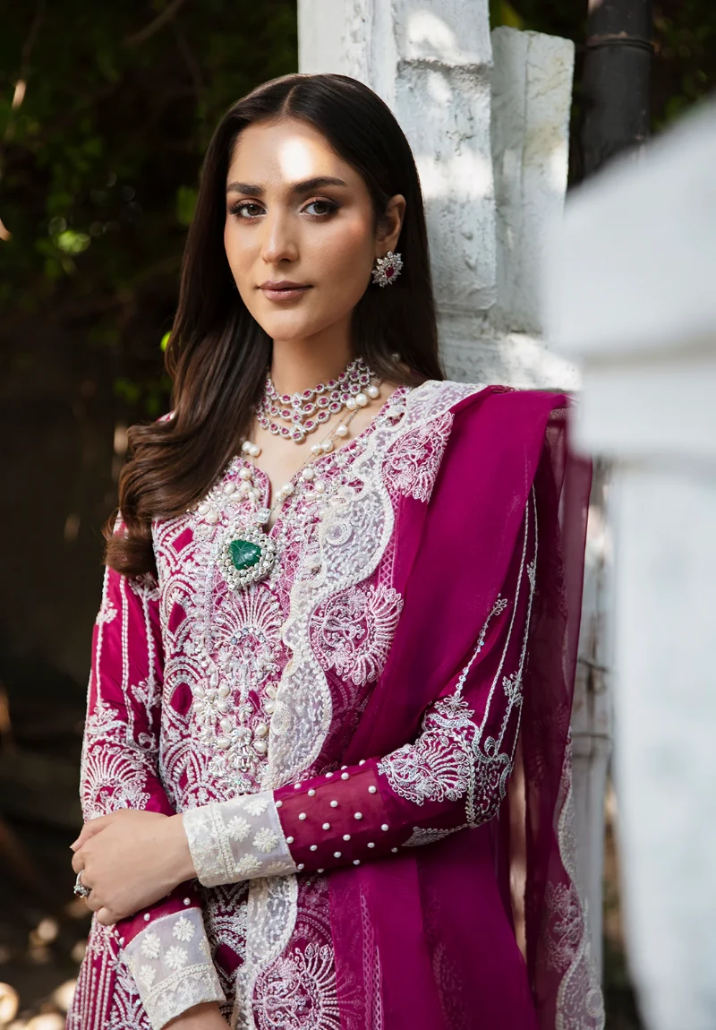 Maria Osama-Rang E Noor Eid Luxury 3pcs-Sumbul -Fuchsia