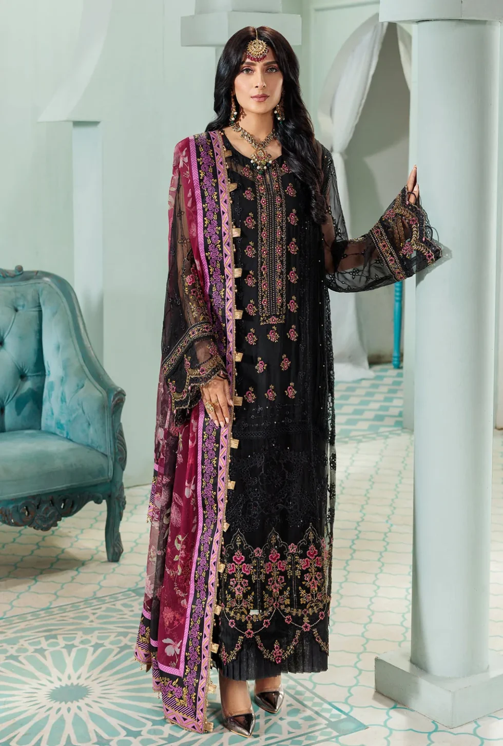 Noor By Saadia Chiffon Laserkari 3Pcs- What U Wear