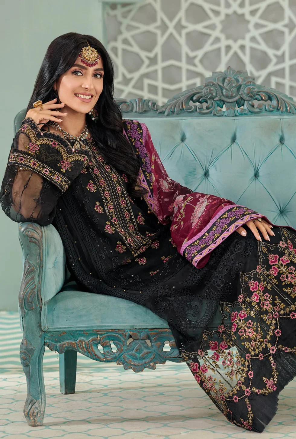 Noor By Saadia Chiffon Laserkari 3Pcs- What U Wear