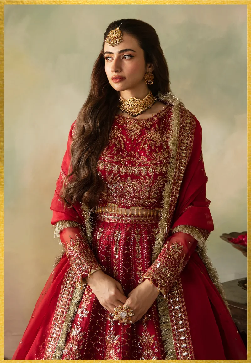 Saad Shaikh- Elena wedding Formals-Cerise