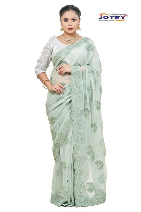 Shimmer Georgette Embroidered Saree