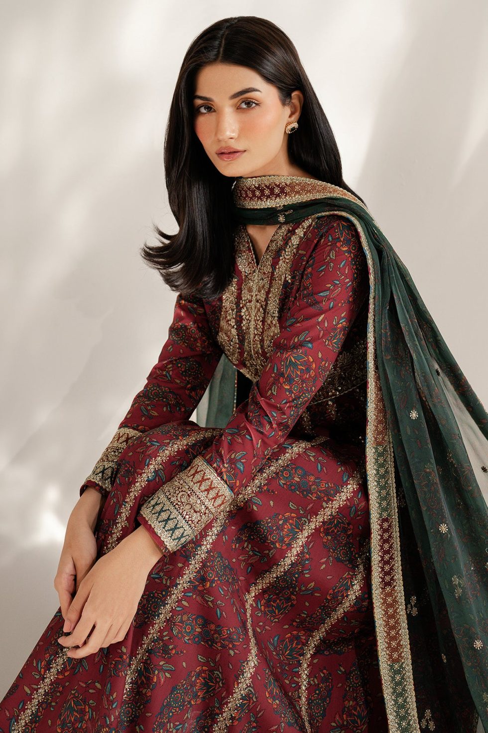 Jazmin Embroidered Raw Silk UR-7055