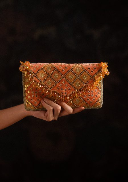 AIK Atelier - SARI EDIT '25 - CORAL CHATTA PATTI ENVELOPE BAG