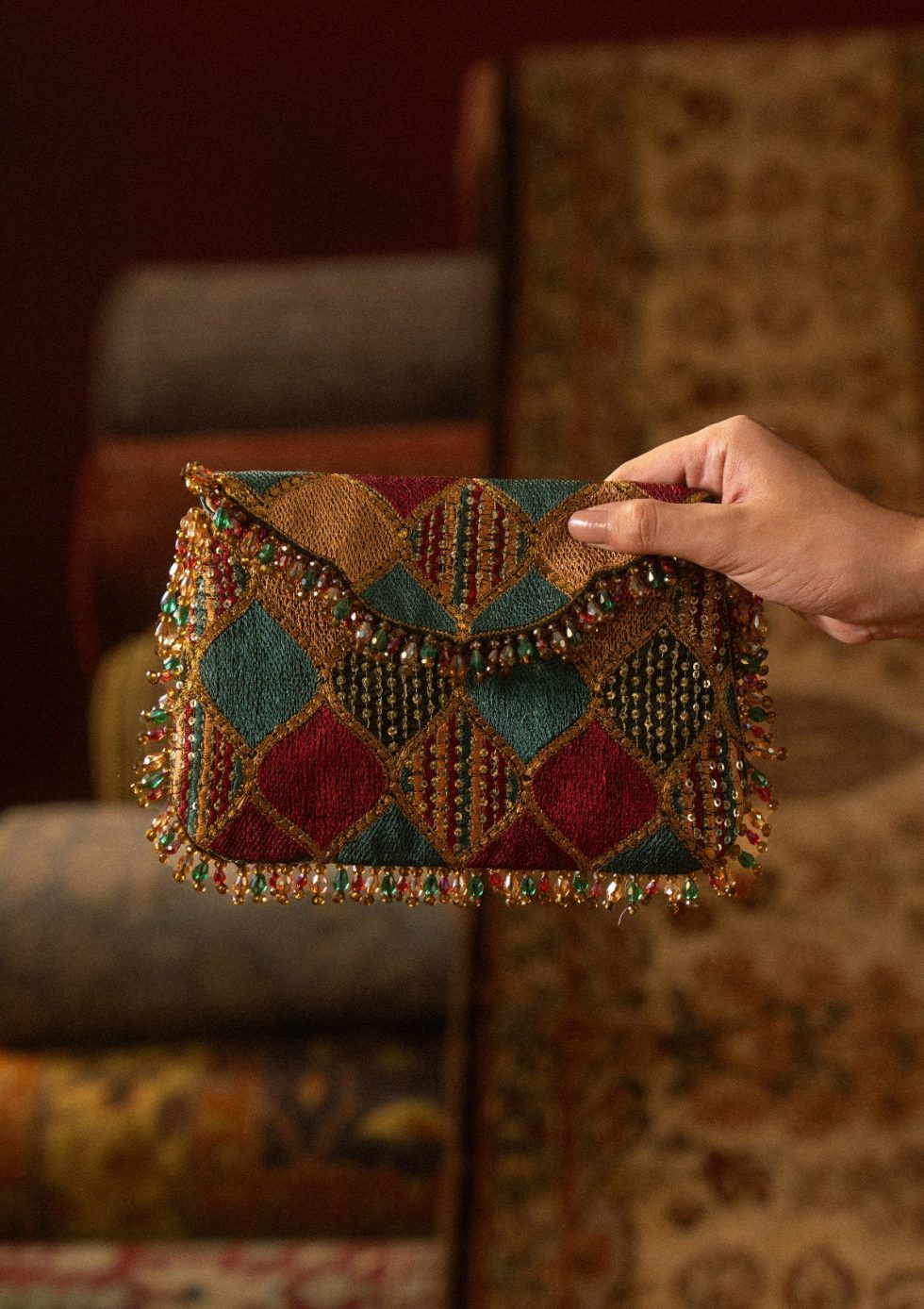 AIK Atelier - SARI EDIT '25 - TEAL MULTI CHATTA PATTI SHOULDER BAG