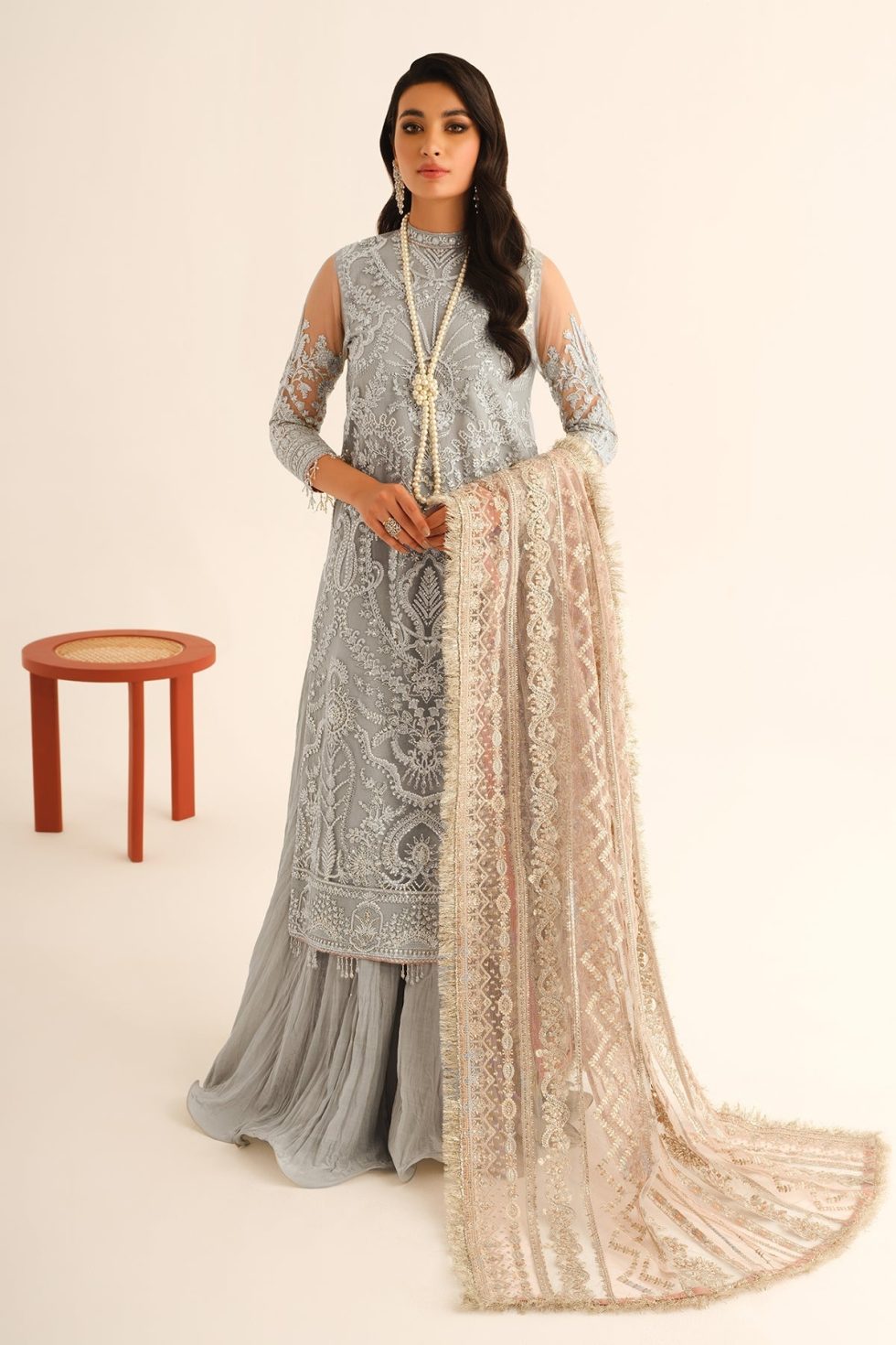 Baroque Exclusive Formal Embroidered Net Unstitched 3Pc BQU-PR-D680 3 Baroque Exclusive Formal Embroidered Net