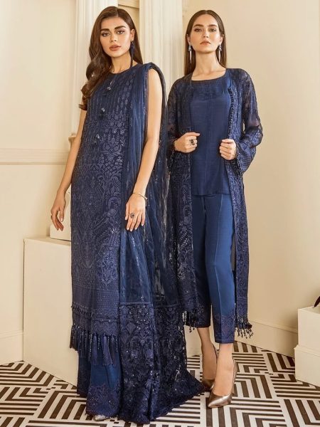 Baroque Chantelle Embroidered Chiffon 3 Piece Suit