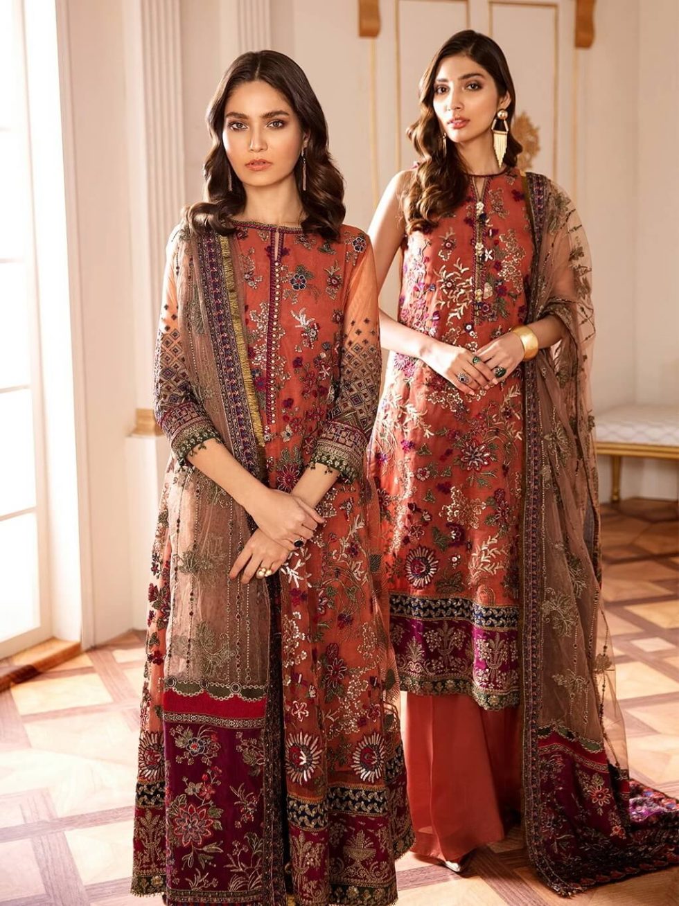 Baroque Chantelle Embroidered Chiffon 2020 3 Piece Suit D-03 Dandelion 3 Baroque Chantelle Embroidered Chiffon 2020 3 Piece