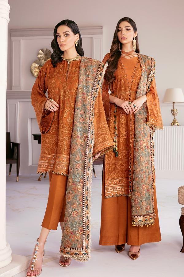 Baroque Chantelle Embroidered Chiffon 3 Piece