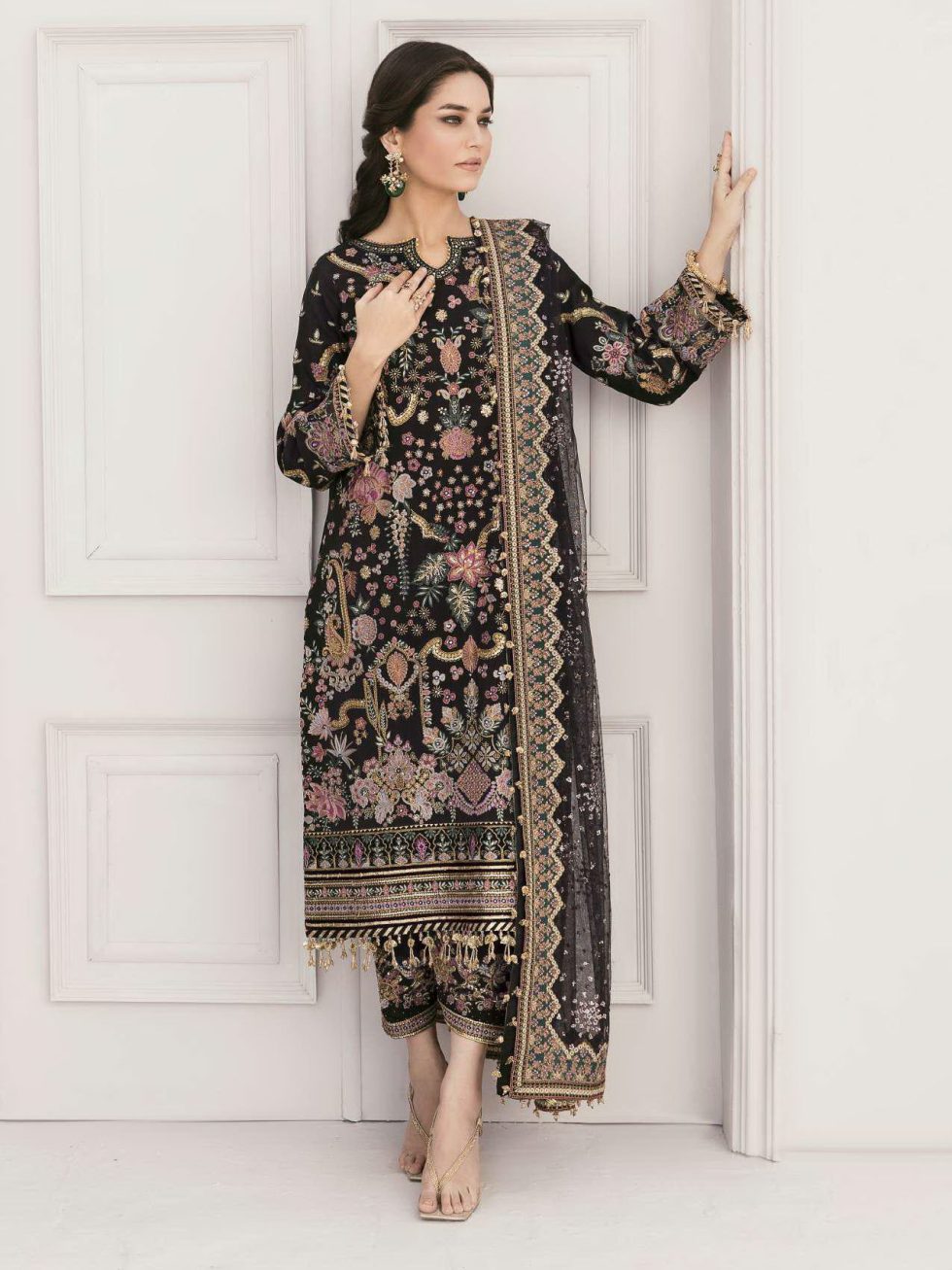 Baroque Chantelle Embroidered Raw Silk Unstitched