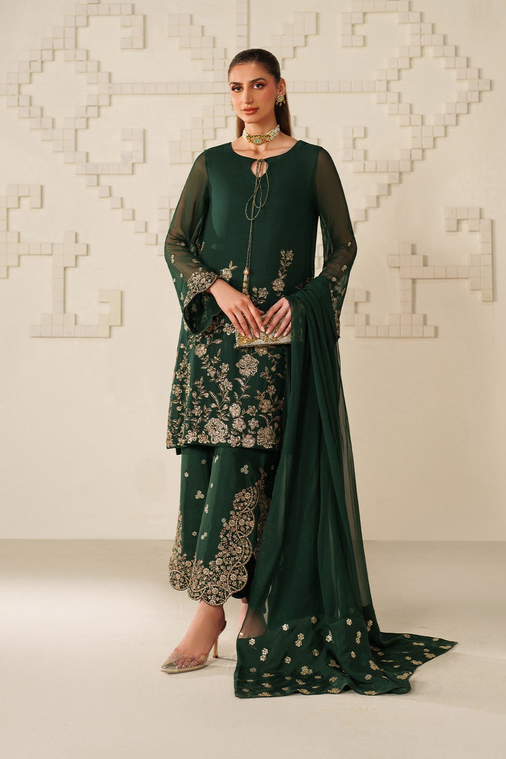 Iznik Luxury Festive Formal 25- UE-619  Embroidered Chiffon